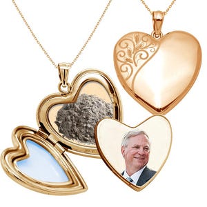 Floral Trimmed Cremation & Hair Photo Locket