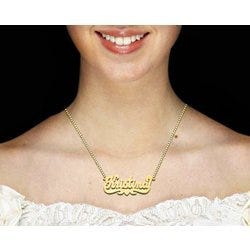 14K Yellow Gold "Script" Style Horizontal Name Necklace with Chain