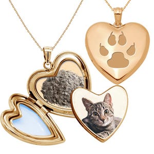 Cat Paw Print Cremation & Hair Photo Locket