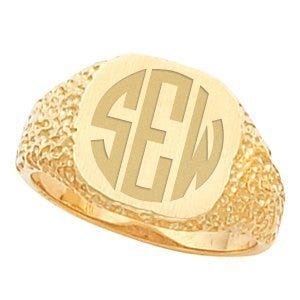14K Gold Men's Square Signet Ring