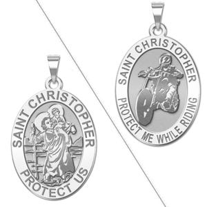 Saint Christopher  " Protect Me While Riding"  Doubledside Motorcycle Religious Medal