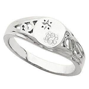 14K Gold Women's Round Signet Ring