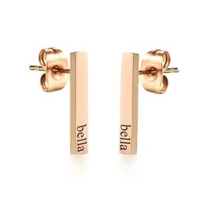 Petite Vertical Bar Name or Initial Earrings