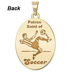 Saint Abbondanzio Oval Double Sided Soccer Religious Medal "EXCLUSIVE"