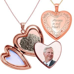 'Always in my Heart' Cremation & Hair Photo Locket