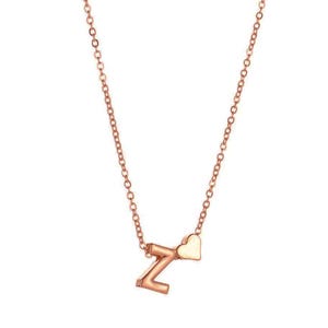 Petite Heart Initial Necklace with Chain