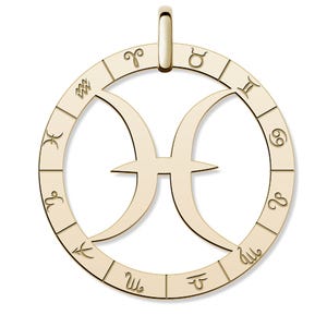 Cutout Round Pisces Symbol Charm or Pendant