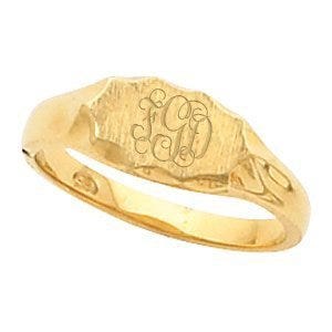 14K Gold Women's Oval Signet Ring