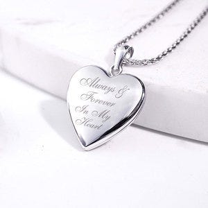 14K White Gold Always & Forever in My Heart Photo Locket