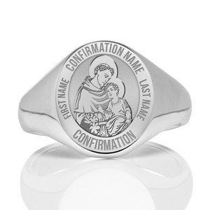 Custom Saint w/ Personalized Saint Name Confirmation Religious Ring