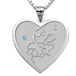 Mother with Two Sons - Heart Pendant with Birthstones