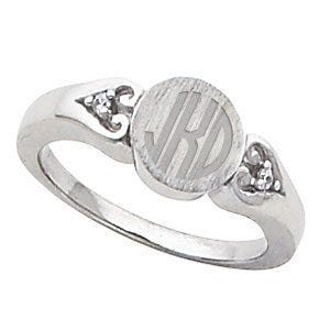 Sterling Silver Girl's Round Signet Ring