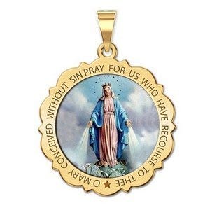 Miraculous Medal Scalloped Round "Color EXCLUSIVE"