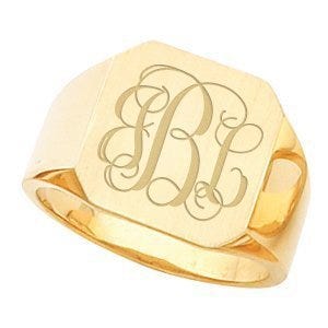 14K Gold Men's Square Signet Ring