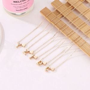 Petite Heart Initial Necklace with Chain