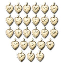 Solid 14K Yellow Gold Initial Heart Photo Locket