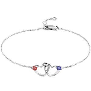 Interlocking Heart Promise Bracelet with Two Stones