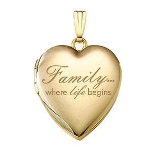 14k Yellow Gold Family Love Heart Locket