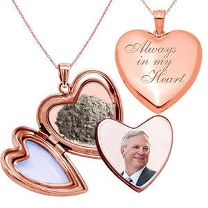 'Always in my Heart' Cremation & Hair Photo Locket