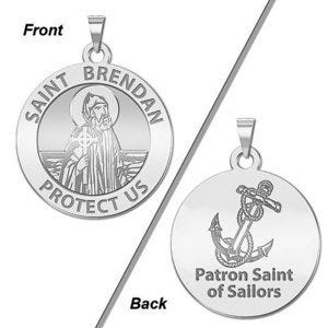 Saint Brendan Double Sided Sailors Round Religious Medal - "EXCLUSIVE"