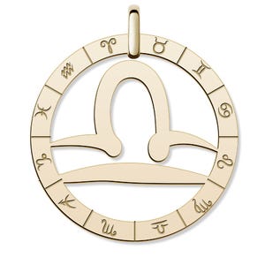 Cutout Round Libra Symbol Charm or Pendant
