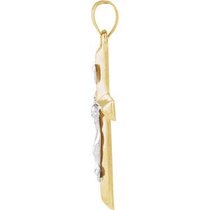 Unisex Solid 14k Yellow Gold Crucifix Necklace