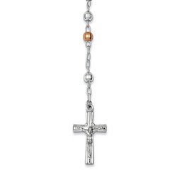 Polished Rosary Textured Beads Necklace /with Miraculous Medal