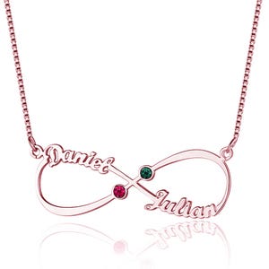 Infinity Name Necklace w/ 2 Names & Birthstones