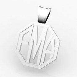 Octagon Monogram 3-Letter Block Cut-Out Pendant