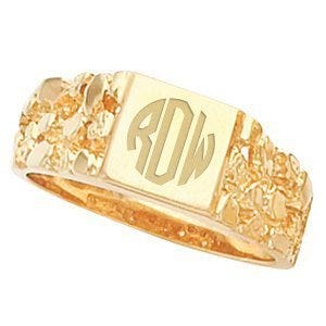 14K Gold Men's Square Signet Ring