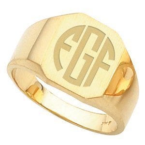 14k Gold Men's Octagon Signet Ring