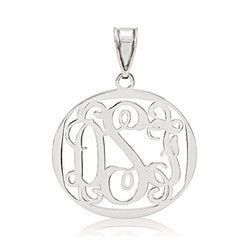 Round Vine Script 3 Letter Monogram Cut-Out Pendant
