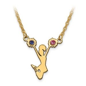 Customized Cheerleader Charm or Pendant with Birthstones