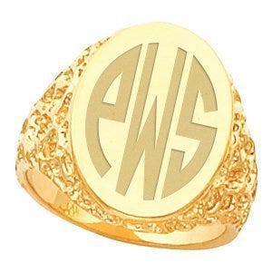 14K Gold Men's Oval Signet Ring