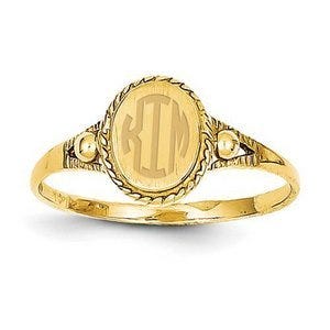 14K Gold Girl's Oval Signet Ring