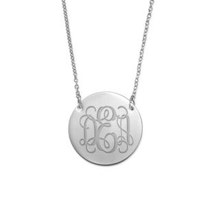 Round Disc Pendant w/ Personalized Message & 18" Chain Included