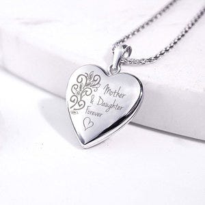 14K White Gold Mother & Daughter Forever  Heart Photo Locket