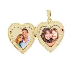 Yellow Gold In Loving Memory Heart Photo Locket