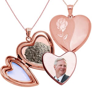 Sterling Silver Enameled Rose Cremation & Hair Photo Locket