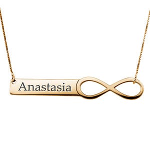 Personalized Infinity Name Bar Necklace w/ Chain Included