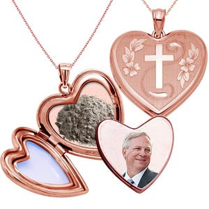 Hand Engraved Cross Cremation & Hair Photo Locket