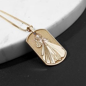 Divine Mercy - Double Sided Dog Tag Religious Medal "EXCLUSIVE"