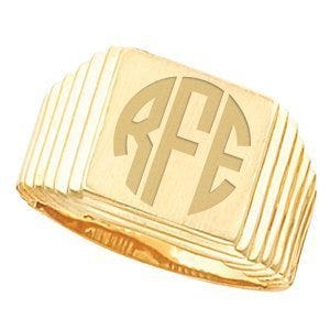 14K Gold Men's Square Signet Ring