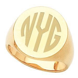 14K Gold Men's Round Signet Ring