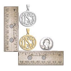14K Yellow Gold Round Vine Script 3 Letter Monogram Cut-Out Pendant w/ Box Chain