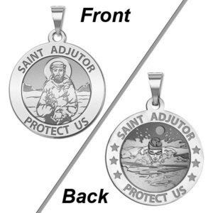 Saint Adjutor Doubles Sided Male Swimmer Round Religious Medal - "EXCLUSIVE"
