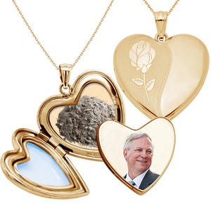 Sterling Silver Enameled Rose Cremation & Hair Photo Locket