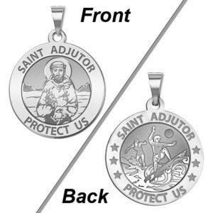 Saint Adjutor Doubles Sided Surfing Round Religious Medal - "EXCLUSIVE"