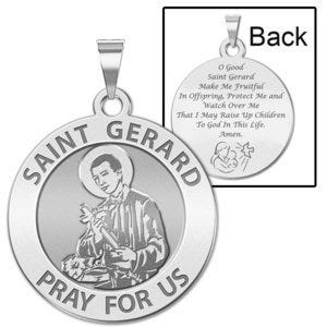 Saint Gerard Round Religious "Motherhood" Prayer Double Sided Religious Medal