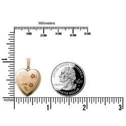 Solid 14k Yellow Gold Floral Mom Heart Photo Locket